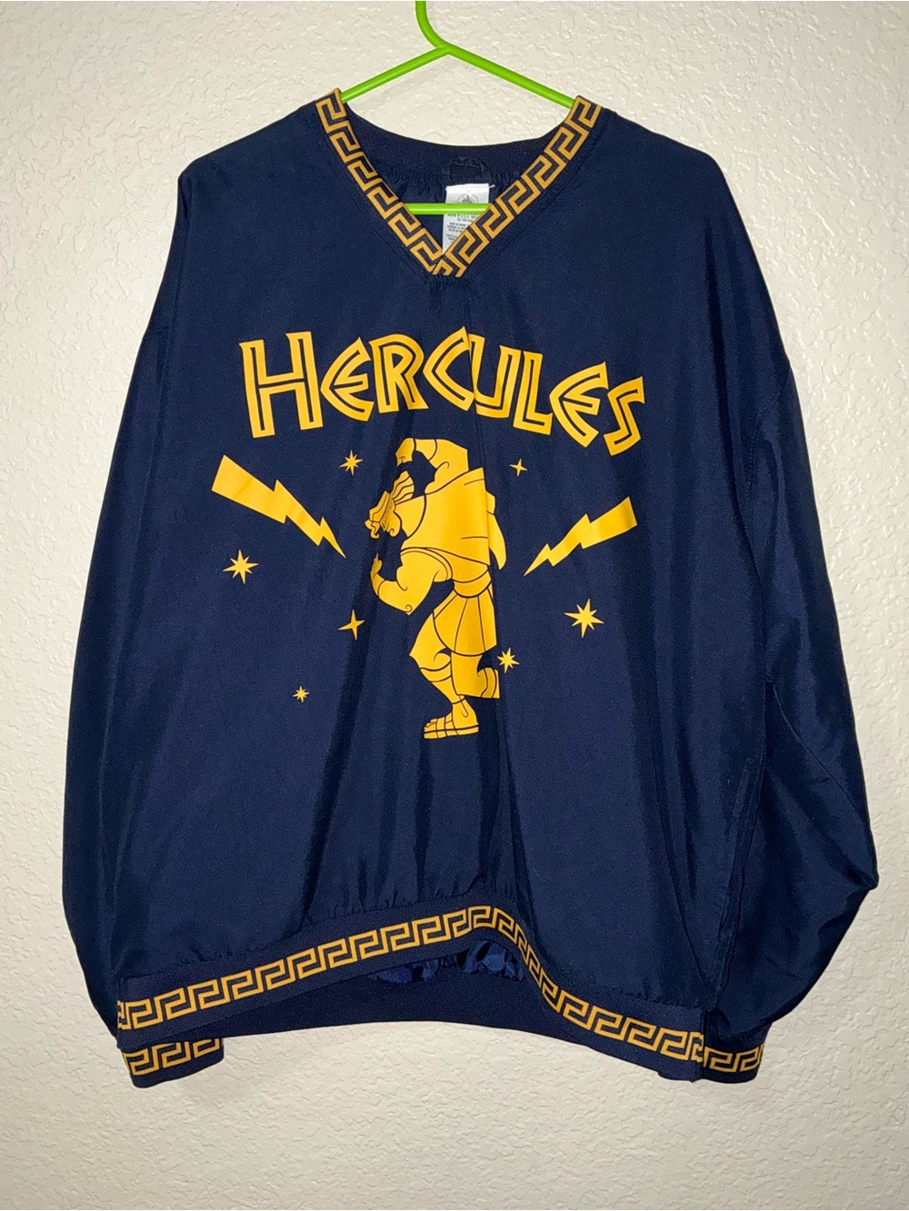 Disney Parks Hercules V-Neck Windbreaker Pullover Jacket Navy Blue Men's Large
